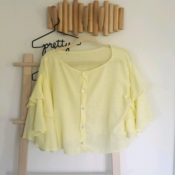 Anthropologie Yellow Spring Summer Crop Top - Picture 5 of 8